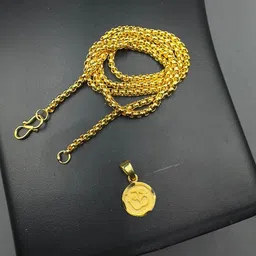 AKLINA Unisex Gold-Plated Contemporary Shaped Om Pendants With Chains-picture-36