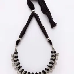 PANASH Silver-Toned & Black German Silver Oxidised Necklace image 3
