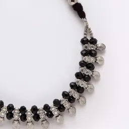 PANASH Silver-Toned & Black German Silver Oxidised Necklace image 4