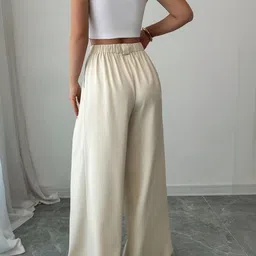 AAHWAN Women Relaxed High-Rise Loose Fit Formal Trouser image 4