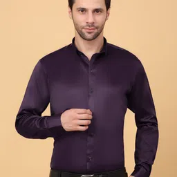 KLOTTHE Spread Collar Neck Slim Fit Satin Formal Shirt-picture-14