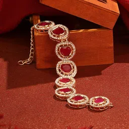 Zaveri Pearls Gold Plated Stone Studded Link Bracelet image 1