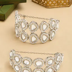 AMI Set of 2 Silver Plated American Diamond Wraparound Bracelet image 1