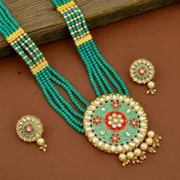 Silvermerc Designs Gold-Plated Kundan-Studded Meenakari Jewellery Set-picture-17