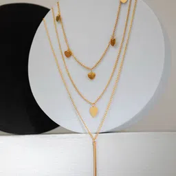 Priyaasi Gold-Plated Layered Bar Drop Necklace image 2