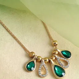 SOHI Women Gold-Toned & Green Gold-Plated Necklace-image-57