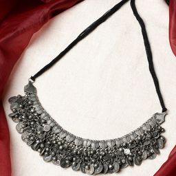 TEEJH Silver-Plated Alloy Oxidised Necklace-picture-43