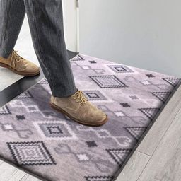 LUXEHOME INTERNATIONAL Black & Grey Geometric Printed Anti-Skid Doormat-picture-40