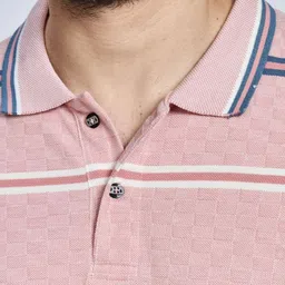 BE POSITIVE Men Striped Polo Collar T-shirt image 5