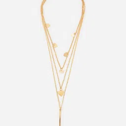 Priyaasi Gold-Plated Layered Bar Drop Necklace image 3