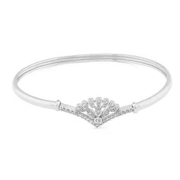 AMI Women Silver-Toned Brass Cubic Zirconia Silver-Plated Kada Bracelet image 3