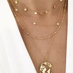 Vembley Women Set Of 2 Gold-Toned Multi Layered Necklace image 4