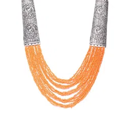 Anouk Silver-Plated & Orange Beaded Layered Necklace image 3