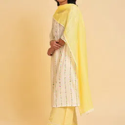 W Yellow & White Striped Dupatta image 4