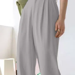 CORSICA Women Relaxed Loose Fit High-Rise Pleated Trousers image 4