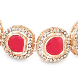 Zaveri Pearls Gold Plated Stone Studded Link Bracelet image 4