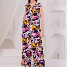 HIGHLIGHT FASHION EXPORT Abstract Printed Shirt Collar A-Line Kurta With Palazzos-picture-17