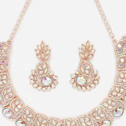 Sukkhi Rose Gold-Plated Stone-Studded Jewellery Set image 4