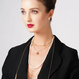 AMI Gold-Toned & White Gold-Plated Layered Necklace image 4