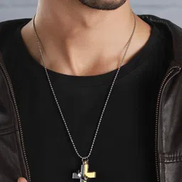 Priyaasi Men Silver-Toned & Gold-Toned Silver-Plated Necklace image 2