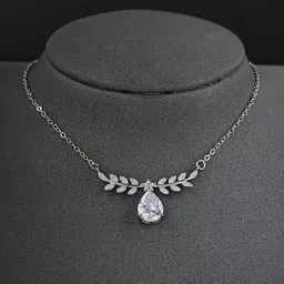 Designs & You Silver-Plated Cubic Zirconia Studded Contemporary Pendants with Chains image 3