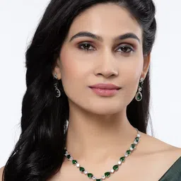 ZENEME Rhodium-Plated AD-Studded Jewellery Set image 5