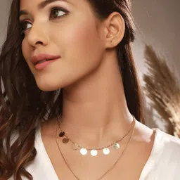 DressBerry Gold-Toned Brass Gold-Plated Layered Necklace-picture-31