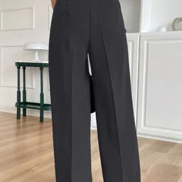 BROADSTAR Women Smart Loose Fit High-Rise Easy Wash Pleated Korean Trousers image 2