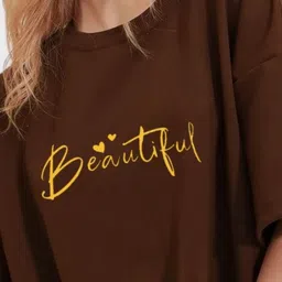 SZN Typography Printed Round Neck Drop-Shoulder Sleeves Oversized T-shirt image 3
