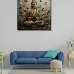 OLIVE TREE Beige Religious Wooden Framed Canvas Painting Wall Art-picture-4