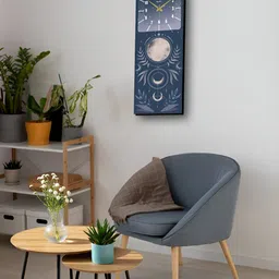 OLIVE TREE Grey & White Printed Wooden Contemporary Rectangle Shaped Wall Clock image 2