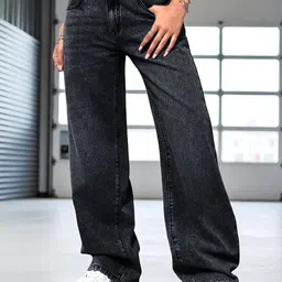 Glossia Women Comfort Straight Fit High-Rise Light Fade Acid Wash Stretchable Jeans-image-17