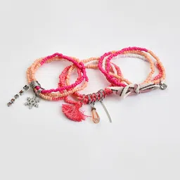 SOHI Women Pink & Orange Pack Of 3 Charm Bracelet image 1