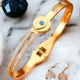 MYKI Cubic Zirconia Gold-Plated Kada Bracelet-picture-39