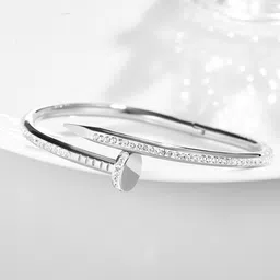 MYKI Women Silver-Plated Cubic Zirconia Bangle-Style Bracelet-picture-18