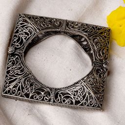TEEJH Women Silver-Plated Oxidised Bangle-picture-7