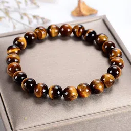 Young & Forever Unisex 3 Brown Brass Tigers Eye Handcrafted Bracelet-picture-37