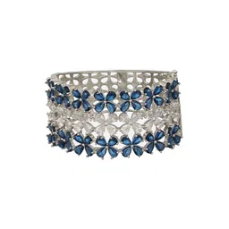Saraf RS Jewellery Silver-Plated Blue Sapphire AD Studded Bridal Kada Bracelet image 5
