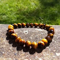 Young & Forever Unisex 3 Brown Brass Tigers Eye Handcrafted Bracelet image 2