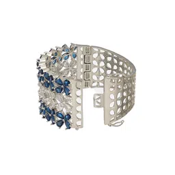 Saraf RS Jewellery Silver-Plated Blue Sapphire AD Studded Bridal Kada Bracelet image 2