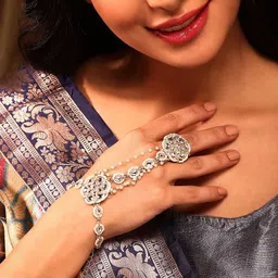 Priyaasi Gold-Plated Kundan Ring Bracelet image 5