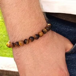 Young & Forever Unisex 3 Brown Brass Tigers Eye Handcrafted Bracelet image 3