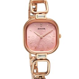 Sonata Women Brass Dial & Stainless Steel Bracelet Style Straps Analogue Watch-picture-19