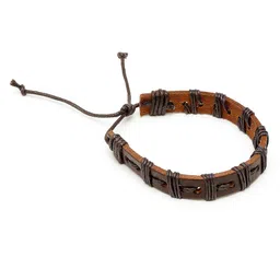 Alvaro Castagnino Men Brown PU Elasticated Bracelet image 4