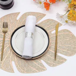 TIED RIBBONS 4-Pcs Yellow Oval Striped Table Placemats image 1