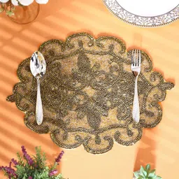 YWULY Brown & Beige Beaded Table Placemats image 3
