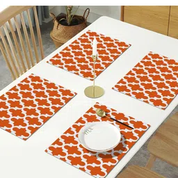 AEROHAVEN Set of 4 Orange Geometric Polycotton Dining Table Placemats image 4