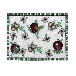 BELLA TRUE Set of 7 White & Brown Floral Printed Jacquard Table Placemats & Runner image 4