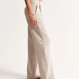 fnocks Women Comfort Fit Cream Cotton Blend Trousers image 3