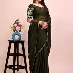 K 5 Fashion Embroidered Pure Chiffon Saree image 4